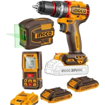 COMBO INGCO 20V TALADRO 76NM + NIVEL LASER + MEDIDOR DISTANCIA