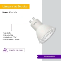 DICROICA LED 5W CALIDA CANDELA