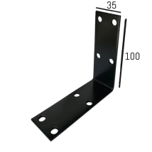 ESCUADRA PERFORADA NEGRA 100 X 100 X 35