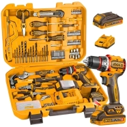 SET 165 PZS HERRAMIENTAS MANUALES + TALADRO INALAMBRICO INGCO