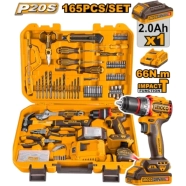 SET 165 PZS HERRAMIENTAS MANUALES + TALADRO INALAMBRICO INGCO