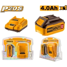 KIT BATERIA 4.0AH + CARGADOR 2A. INGCO 20V.