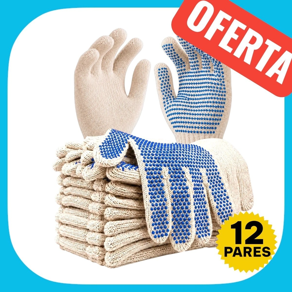 GUANTE MOTEADO BLANCO REFORZADO 12 PARES