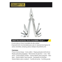 MULTI HERRAMIENTA 15 FUNCIONES ACERO INOXIDABLE CROSSMASTER