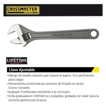 LLAVE AJUSTABLE 8" CROSSMASTER PROFESIONAL